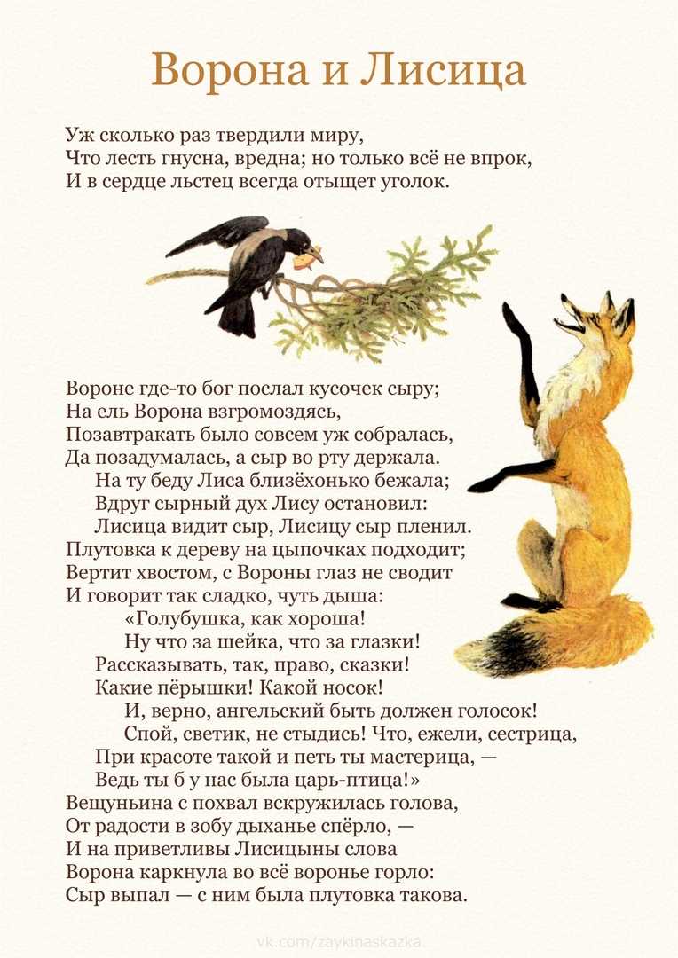 Басня Крылова про ворону и лисицу