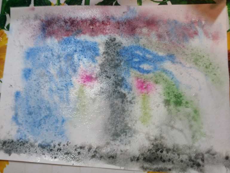 4 способа рисования солью и акварельными красками для детей