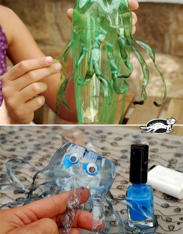 Видео мастер-класс поделка изделие моделирование конструирование медуза в бутылке - оригинальная игрушка для малышей бутылки пластиковые нитки полиэтилен