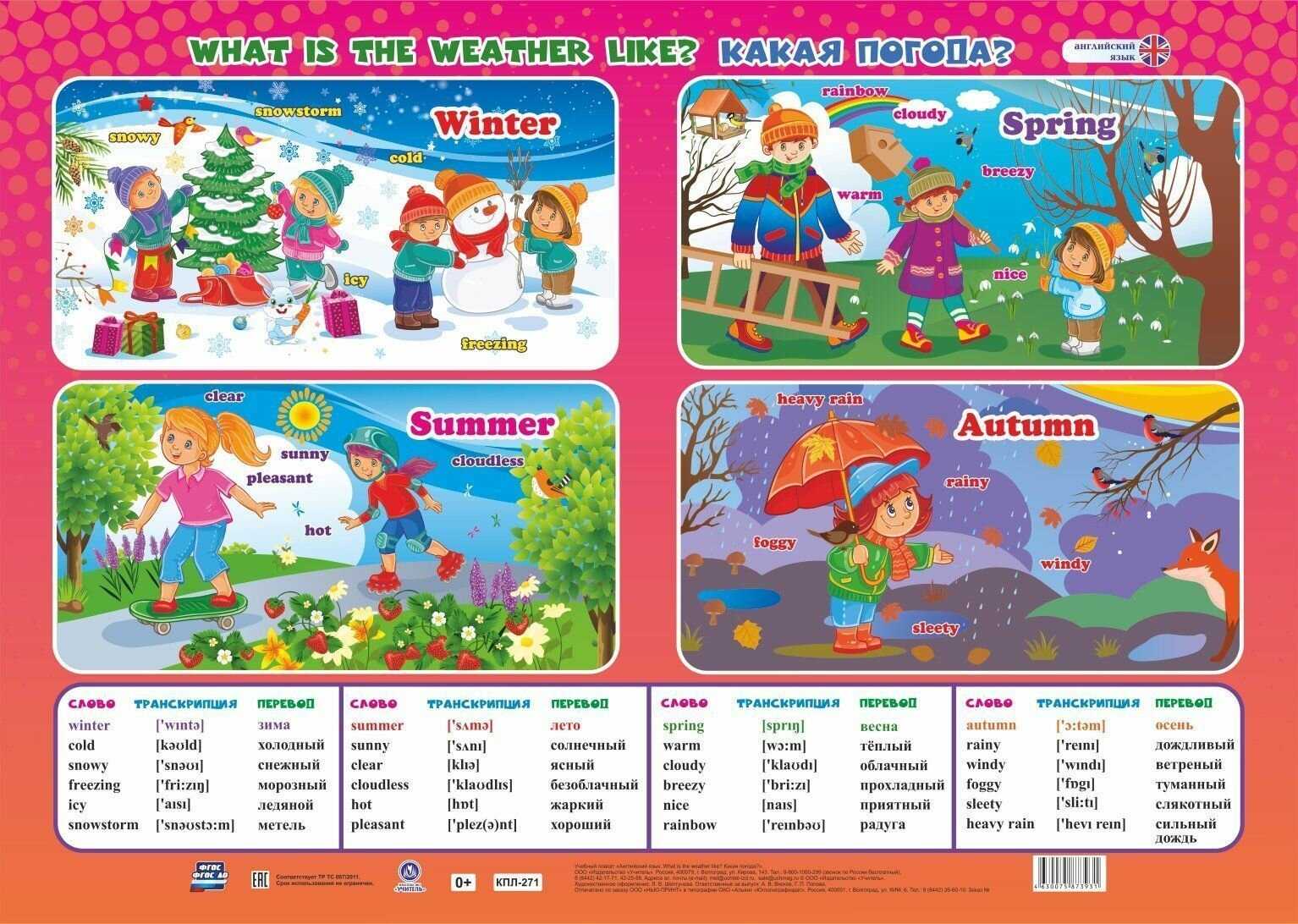 Стихи на английском языке для детей про зиму (часть 2)