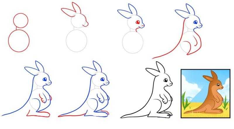 Поэтапно нарисовать кенгуру: как нарисовать кенгуру поэтапно карандашом для детей, для начинающих?