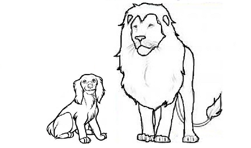 Раскраска к рассказу лев и собачка.  лев и собачка