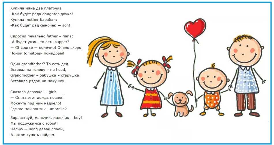 Простые стихи на английском для малышей с переводом и произношением