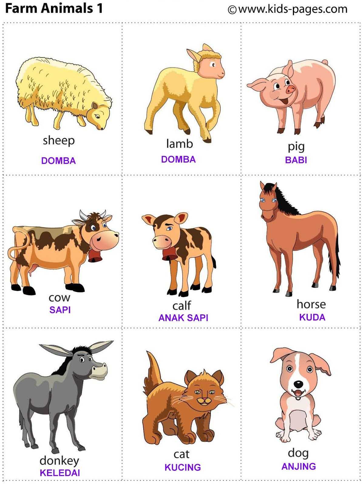 Животные на английском языке для детей